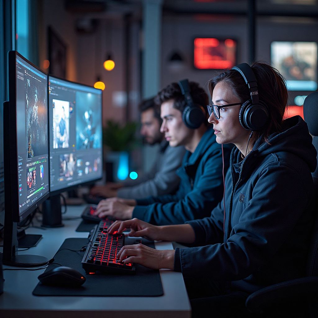 GameVerse team working in collaborative office